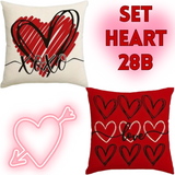 18X18 Sets of 2 Valentine's Day Throw Pillow Covers (*No Inserts) Canvas Feel Set Heart 28A or 28B