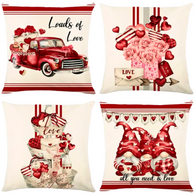 18X18 Sets of 2 Valentine's Day Throw Pillow Covers (*No Inserts) Canvas Feel Set Heart 6A or 6B
