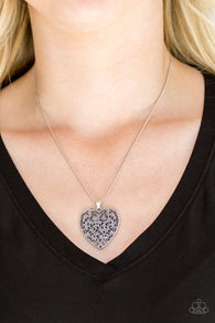 "Look into your Heart" Silver Open Filigree Heart Necklace Set