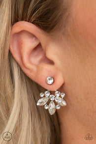 "Crystal Constellations" Silver Metal Clear/White Rhinestone Ear Jacket Earrings