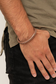 "Tough as Nails" Men's Antiqued Copper Metal Weaved Cuff Bracelet
