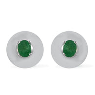 Platinum over Sterling Silver African EMERALD Stud Earrings (0.65 ct.)