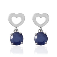 Platinum over Sterling Silver 4.75 cts. Blue SAPPHIRE Heart Drop Earrings