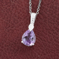 Sterling Silver 2.75ct Rose AMETHYST Pendant with Magnetic 20" Chain