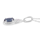 Platinum over Sterling Silver .96 cts London Blue & White Topaz Pendant with 18" Chain
