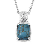 Sterling Silver Blue Mojave TURQUOISE Pendant & Stainless Steel Chain 20"