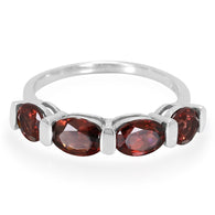 Sterling Silver Tanzanian Red Garnet 4 Stone Ring