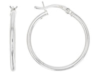 Sterling Silver 22mm Polished Hoop (2 gm) Saddle Back Earrings