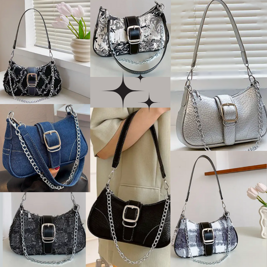 Baggette Chain and Buckle Accent Handbags