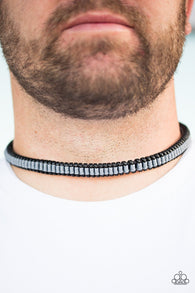 Paparazzi " High Speed Trail"  Men's Blue & Black Knotted Braid Urban Necklace