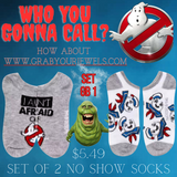 Officially Licensed GHOSTBUSTER Movie No Show Unisex Socks - Sets of 2 ( GB 1 )