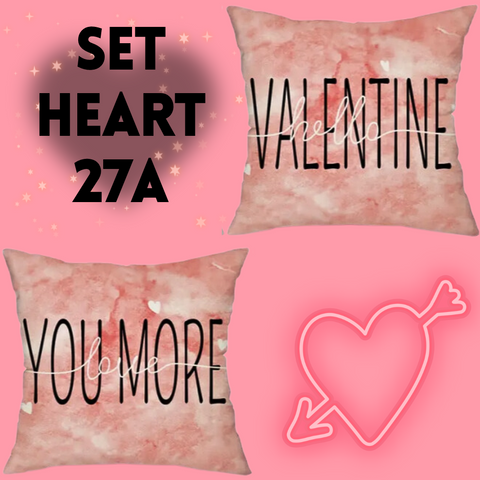 18X18 Sets of 2 Valentine's Day Throw Pillow Covers (*No Inserts) Canvas Feel Set Heart 27A or 27B