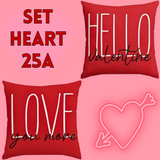 18X18 Sets of 2 Valentine's Day Throw Pillow Covers (*No Inserts) Canvas Feel Set Heart 25A or 25B