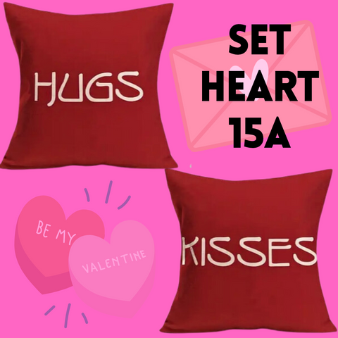18X18 Sets of 2 Valentine's Day Throw Pillow Covers (*No Inserts) Canvas Feel Set Heart 15A or 15B