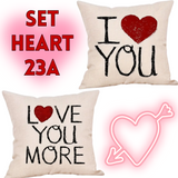 18X18 Sets of 2 Valentine's Day Throw Pillow Covers (*No Inserts) Canvas Feel Set Heart 23A or 230B