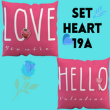 18X18 Sets of 2 Valentine's Day Throw Pillow Covers (*No Inserts) Canvas Feel Set Heart 19A or 19B