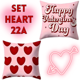 18X18 Sets of 2 Valentine's Day Throw Pillow Covers (*No Inserts) Satin Feel Set Heart 22A or 22B