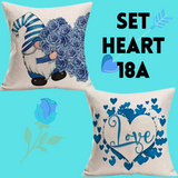 18X18 Sets of 2 Valentine's Day Throw Pillow Covers (*No Inserts) Canvas Feel Set Heart 18A or 18B