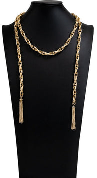 "Scarfed for Attention" Gold Metal Multi-Purpose Chain Link Scarf Necklace Set