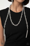 "Scarfed for Attention" Silver Metal Multi-Purpose Chain Link Scarf Necklace Set