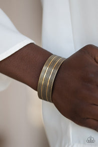 "Patterned Plains" Antiqued Shimmer Brass Textured Metal Cuff Bracelet
