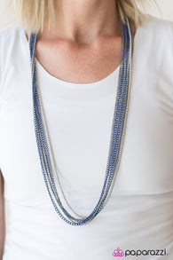 "Colorful Calamity" Silver, Gunmetal & Blue Multi Chain Necklace Set