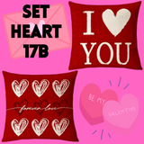 18X18 Sets of 2 Valentine's Day Throw Pillow Covers (*No Inserts) Canvas Feel Set Heart 17A or 17B