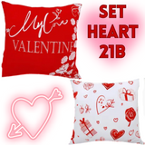 18X18 Sets of 2 Valentine's Day Throw Pillow Covers (*No Inserts) Satin Feel Set Heart 21A or 21B