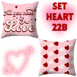 18X18 Sets of 2 Valentine's Day Throw Pillow Covers (*No Inserts) Satin Feel Set Heart 22A or 22B