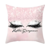 3D Printed Hello Gorgeous Eyelash Polyester (Soft) Throw Pillow Covers 18X18 (*No Inserts)