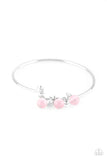 "Marine Melody" Silver Metal Pink Bead & Clear Rhinestone Bracelet