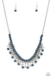 "A Touch of Classy" Silver Chain Multi Blue Pearl Fringe Necklace Set