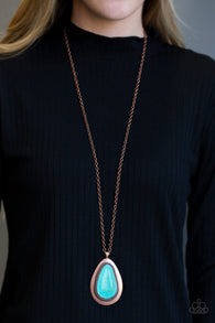 "Badland to the Bone" Copper Metal & Large Blue Crackle Turquoise Necklace Set