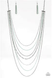 "Radical Rainbow" Silver & Green Metal  Multi Chain Necklace Set