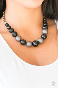 "Color Me CEO" Pearly Black & Shimmer Beaded Necklace Set