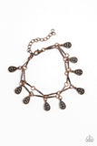 " Gypsy Glee " Copper Metal With 2 Rows Of Ornate Teardrops Clasp Bracelet