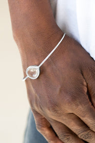 "Make A Spectacle" Silver Metal with A Clear/White Teardrop Cuff Bracelet