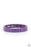 "Material Movement" Multiple Metal Purple Squares Stretch Bracelet