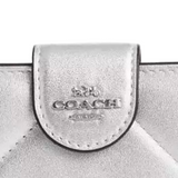 Genuine COACH Edgy Medium Corner Zip Wallet in Silver Metallic with Puffy Diamond Quilting