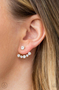 "Jeweled Jubilee" Gold Metal Clear Round Rhinestone Bowed Ear Jacket Earrings