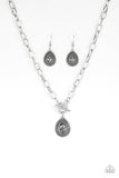 "Sheen Queen" Silver Metal Hematite Teardrop Toggle Necklace Set