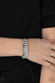 Paparazzi " Across the Heir Waves " Silver Metal High Polished Crinkled Cuff Bracelet