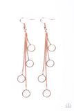 Paparazzi " Full Swing Shimmer " Copper Penny Metal & Multi Circle Tassel Earrings