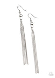 "Swing into Action" Silver Metal Chain Tassel Edgy Earrings