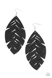 "I Want to Fly" Black Leather Rustic Finish Feather Earrings