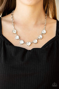 "Star Quality Sparkle" Silver Metal Chain White/Clear  Rhinestone Necklace Set