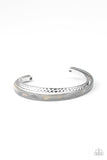 " Haute on the Trail " Silver Metal & Gray Marble Acrylic Cuff Bracelet