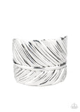 " Were There is a Quill There is a Way " Silver Metal Feather Cuff Bracelet