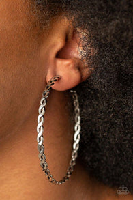 "Infinite Twist" Silver Metal Large Twisted Hoop Earrings