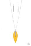 "Quill Quest" Yellow LEATHER Leaf Detailed Necklace Set